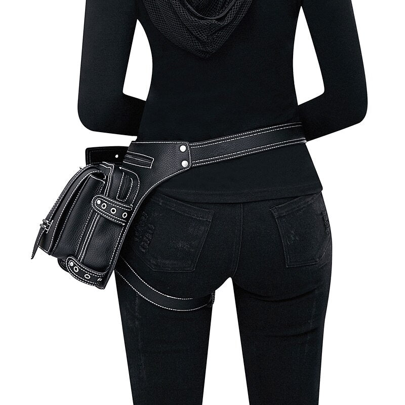 Steam Punk Waist Leg Hip Belt Banana Bag Outdoor Shoulder Bag Mobile Phone Waist Bag Fanny Packs Pack For Women Purse Cyberpunk